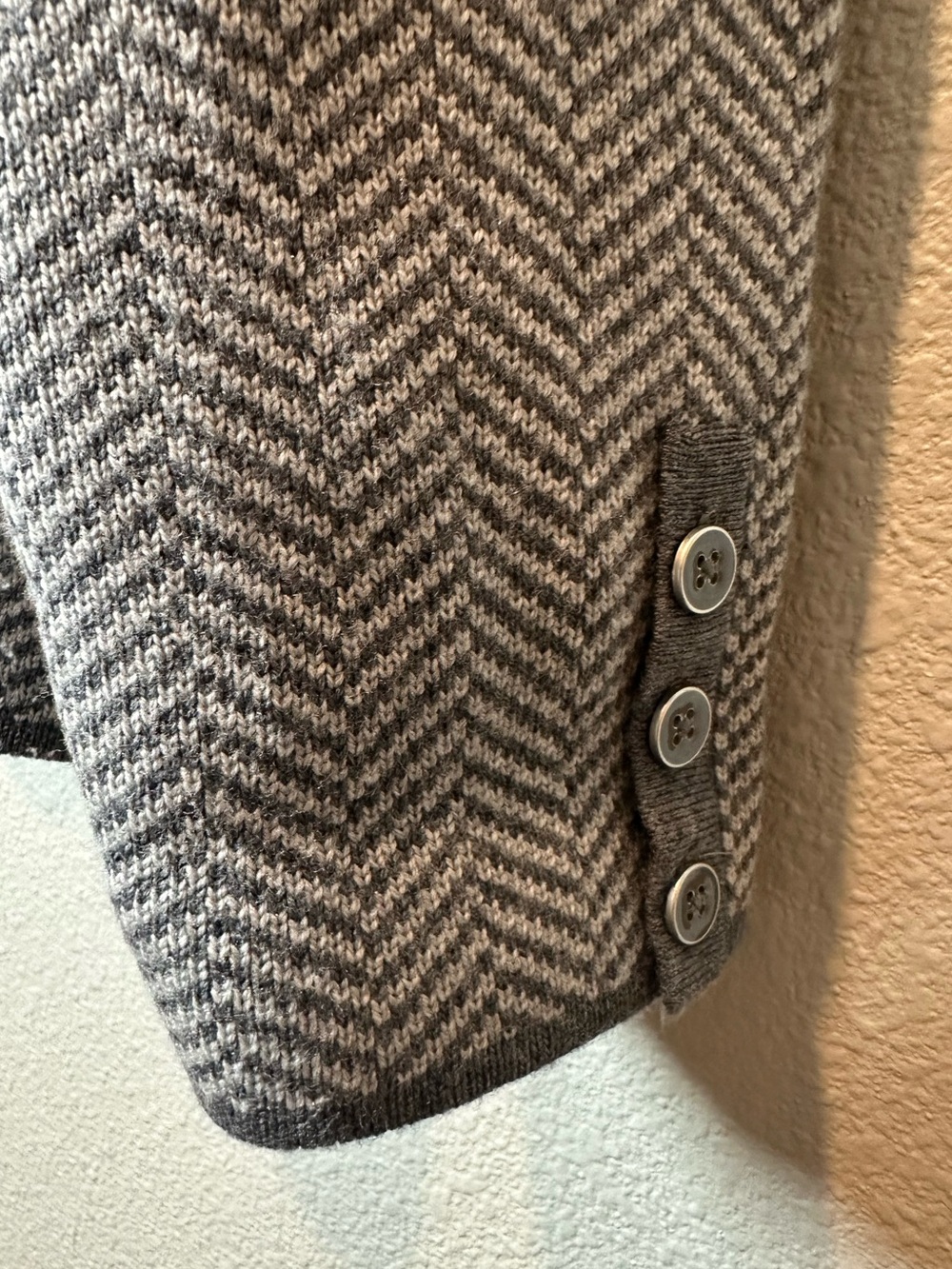 TALBOTS Women's XL Gray Herringbone Button Jacket Sweater Open Cardigan - Picture 8 of 12